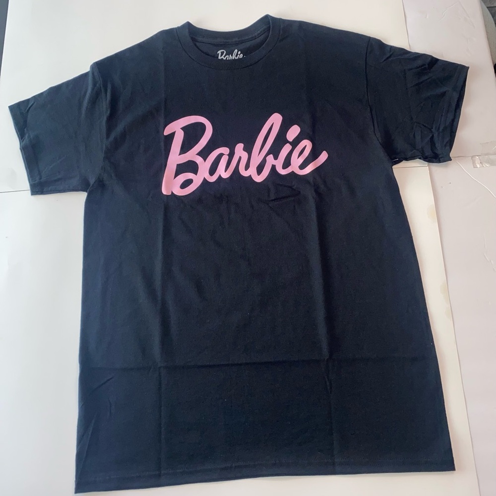 Barbie Black T-Shirt with Pink Logo new no tags